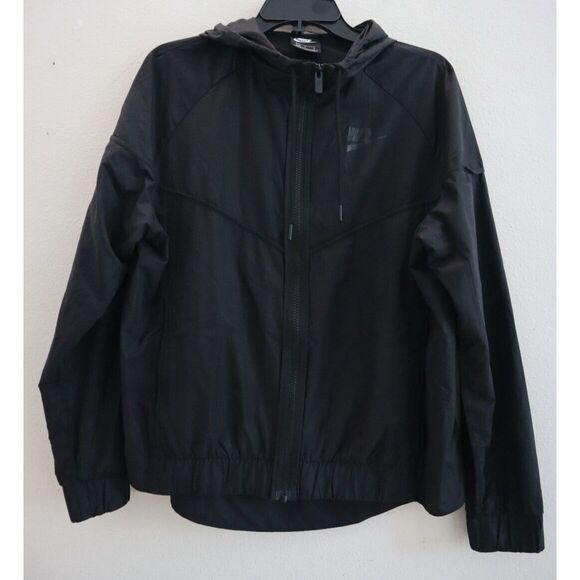 Nike 883495-010 Women's Sz L Black Windrunner Woven Windbreaker Jacket - Picture 1 of 15